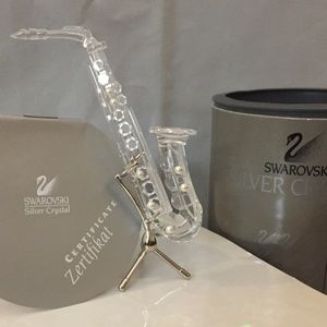Swarovski Saxophone w/stand 1997Silver Crystal NIB